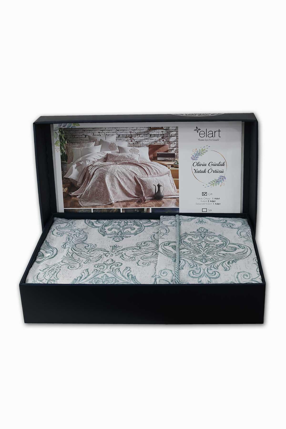 Покрывало двойное жаккардовое плетение Olivia Water Green