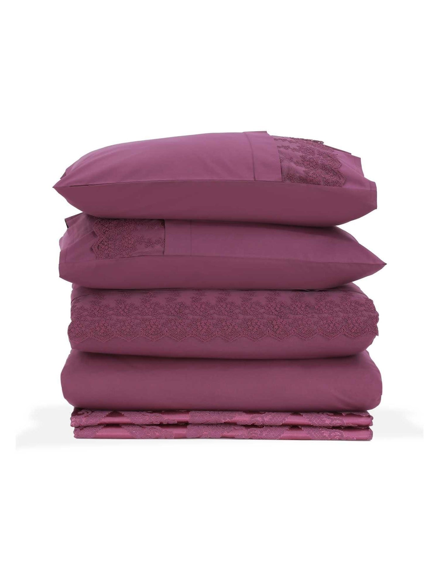 Набор из 7 предметов из хлопка с пододеяльником и кружевной синелью из пике Dream Plum