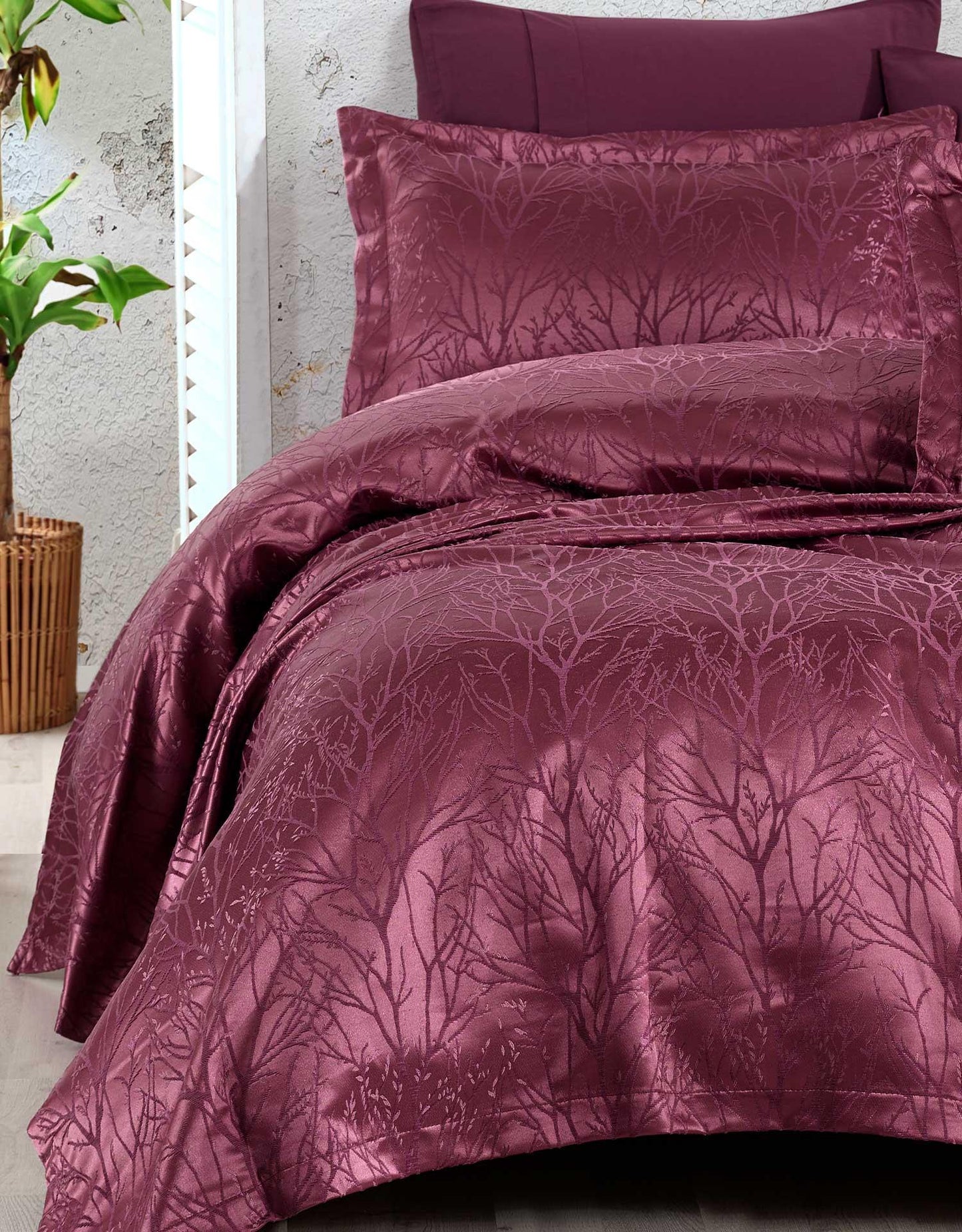 Комплект покрывал с двойной жаккардовой синельной тканью Miracle Plum